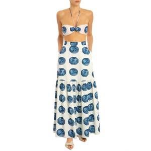 NEW ADRIANA DEGREAS greek scenes top with ties in off white